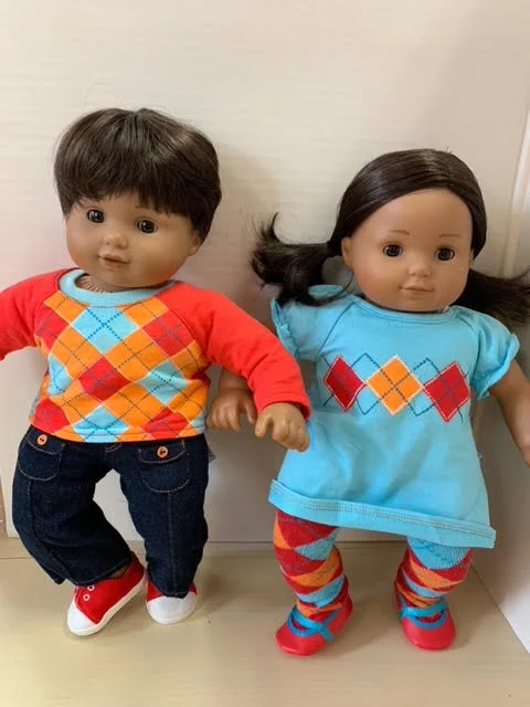 American Girl Bitty Baby Twins Argyle Meet Outfits Both Boy and Girl NEW 